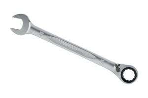 Jeux de clés mixtes à cliquet-fourche avec tête polygonale articulée, avec finition chromée