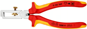 Pince à dénuder avec ressort d'ouverture, universel 11 06 160 Knipex. VDE jusqu’à 1000 Volts.
