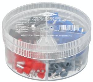 Coffret avec 200 embouts de fils jumelés 4 parties - 0,75 / 1 / 1,5 mm² - knipex