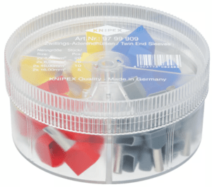 Coffret avec 45 embouts de fils jumelés 4 parties - 0,75 / 1 / 1,5 mm²