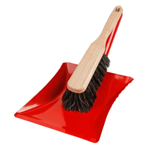 Garniture de balai à main hêtre et Ramassoire en tôle d’acier rouge vernie légère - EBNAT - brosse d'établi