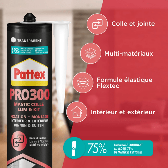 Silicone PATTEX PRO300 Transparent, Blanc, 410g 2