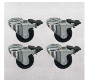 Roues pivotantes avec frein de stationnement, jeu de 4