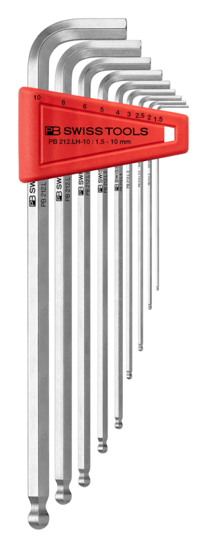 Jeu de clés mâles coudées PB 212 jusqu'à gr. 10 - modèle long - tête sphérique