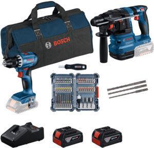 Set perceuse-visseuse GSR 18V-45 et marteau perforateur GBH 18V-22 sans fil 18 V, avec accessoires, 2 batteries 4,0 Ah Li-lon, chargeur